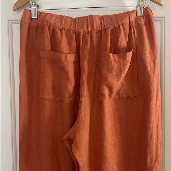 Lou & grey 100% linen elastic waist wide leg terracotta pant medium - Picture 4 of 6